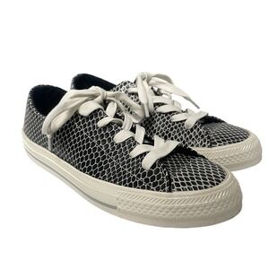 Converse All Stars Leather Black Geometric Gemma Ox Sneakers Womens 7